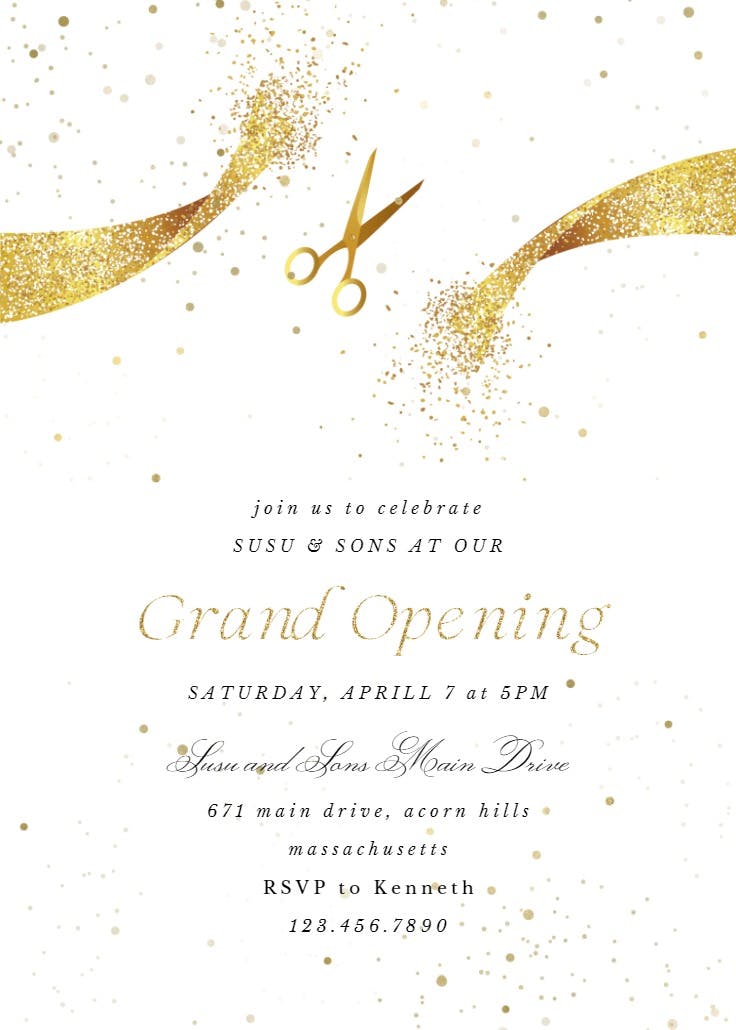 Ribbon cutting Grand Opening Invitation Template (Free) Greetings
